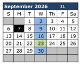District School Academic Calendar for Palo Verde Middle School for September 2026