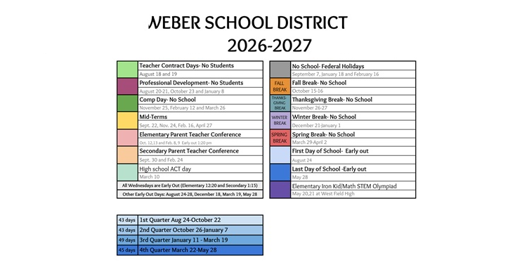District School Academic Calendar Key for Orion Jr High