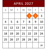 District School Academic Calendar for California Virtual Academy @ Los Angeles for April 2027