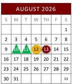 District School Academic Calendar for California Virtual Academy @ Los Angeles for August 2026