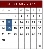 District School Academic Calendar for California Virtual Academy @ Los Angeles for February 2027