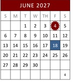 District School Academic Calendar for California Virtual Academy @ Los Angeles for June 2027