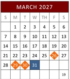District School Academic Calendar for California Virtual Academy @ Los Angeles for March 2027