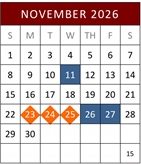 District School Academic Calendar for California Virtual Academy @ Los Angeles for November 2026
