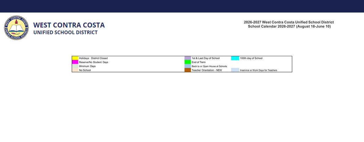 District School Academic Calendar Key for Transition Learning Center