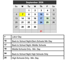 District School Academic Calendar for Transition Learning Center for September 2026