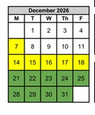 District School Academic Calendar for Coppin (carlin C.) Elementary for December 2026