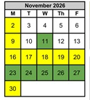 District School Academic Calendar for Coppin (carlin C.) Elementary for November 2026