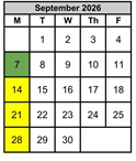 District School Academic Calendar for Coppin (carlin C.) Elementary for September 2026