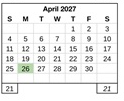 District School Academic Calendar for Edwards (katherine) Middle for April 2027
