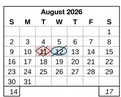 District School Academic Calendar for Edwards (katherine) Middle for August 2026