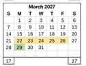 District School Academic Calendar for Edwards (katherine) Middle for March 2027