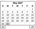 District School Academic Calendar for Edwards (katherine) Middle for May 2027