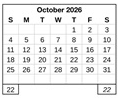 District School Academic Calendar for Edwards (katherine) Middle for October 2026