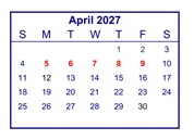 District School Academic Calendar for Golden Valley High for April 2027