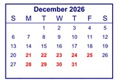 District School Academic Calendar for Golden Valley High for December 2026