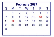 District School Academic Calendar for Golden Valley High for February 2027