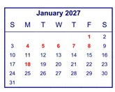 District School Academic Calendar for Golden Valley High for January 2027