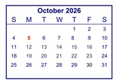 District School Academic Calendar for Golden Valley High for October 2026