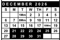 District School Academic Calendar for La Vida Charter for December 2026