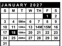 District School Academic Calendar for La Vida Charter for January 2027