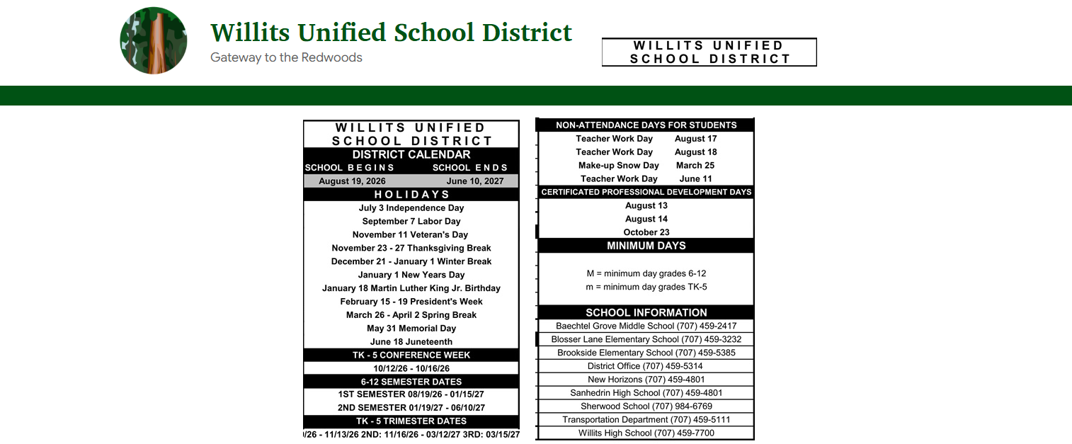 District School Academic Calendar Key for La Vida Charter