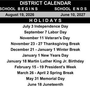 District School Academic Calendar Legend for La Vida Charter