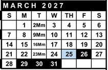District School Academic Calendar for La Vida Charter for March 2027