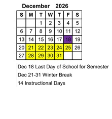 District School Academic Calendar for Stoner Creek Elementary School for December 2026
