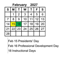 District School Academic Calendar for Stoner Creek Elementary School for February 2027