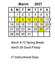 District School Academic Calendar for Stoner Creek Elementary School for March 2027
