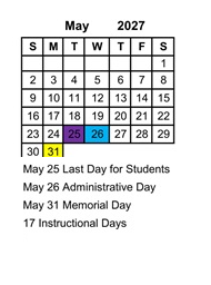 District School Academic Calendar for Stoner Creek Elementary School for May 2027