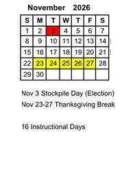 District School Academic Calendar for Stoner Creek Elementary School for November 2026