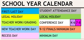 District School Academic Calendar Legend for Freeman Elementary