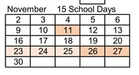 District School Academic Calendar for Ahwahnee High for November 2026