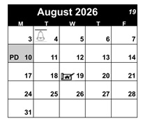 District School Academic Calendar for Yuba City Charter for August 2026