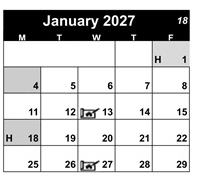 District School Academic Calendar for Yuba City Charter for January 2027