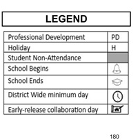 District School Academic Calendar Legend for Yuba City Charter