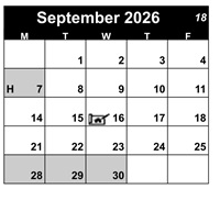 District School Academic Calendar for Yuba City Charter for September 2026