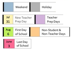 District School Academic Calendar Legend for Calimesa Elementary