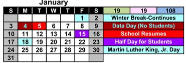 District School Academic Calendar for Zuni Intermediate for January 2027
