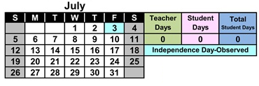 District School Academic Calendar for Zuni Intermediate for July 2026