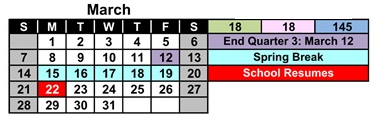 District School Academic Calendar for Zuni Intermediate for March 2027
