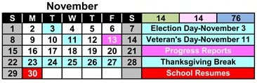 District School Academic Calendar for Zuni Intermediate for November 2026